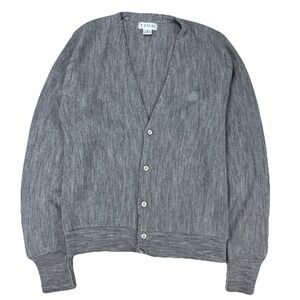 IZOD Cardigan Men's Sweater Gray Acrylic USA Made Preppy Vintage Grandpa‎ Small